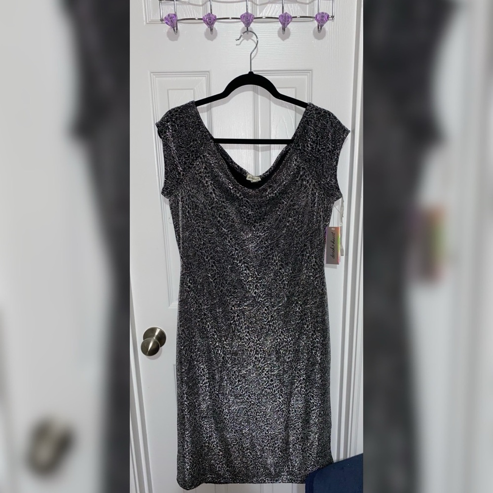 Sparkly Animal Print Black and Silver Dress